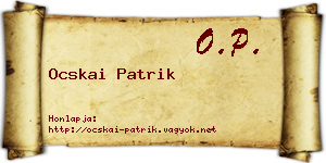 Ocskai Patrik névjegykártya